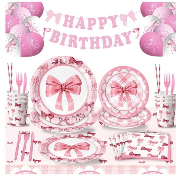 Unbranded Other - Pink Bow Birthday Decorations, 170 pcs